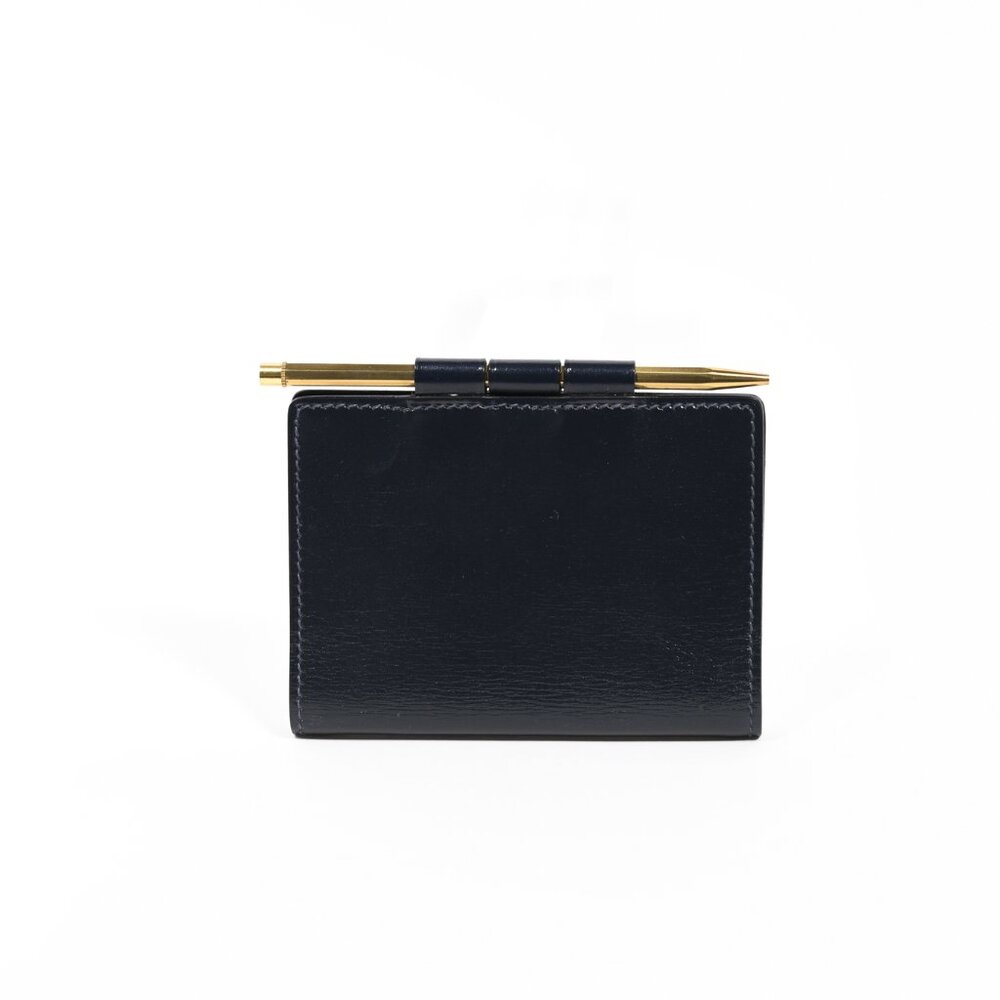 Hermès Vintage Mini Agenda Cover w/ Pencil Dark Navy Leather France 60s–70s